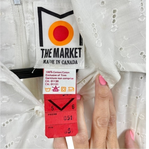 RARE! NEW Vintage 70s DEADSTOCK White Eyelet Cottagecore Maxi Dress Size XS/ 5.5 - Picture 7 of 12